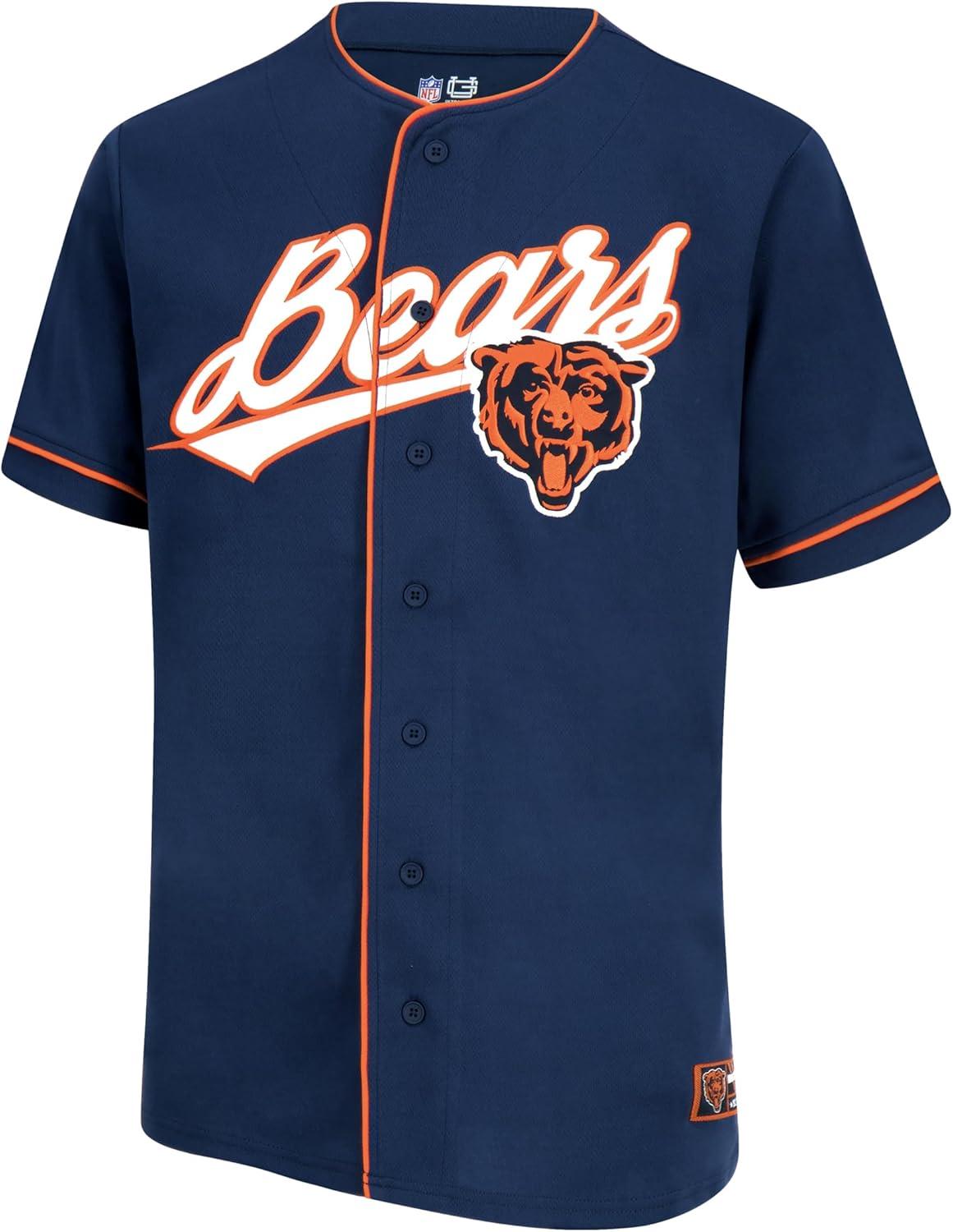 imageUltra Game Adults NFL Official Button Down Baseball Mesh Jersey ShirtTeam Color