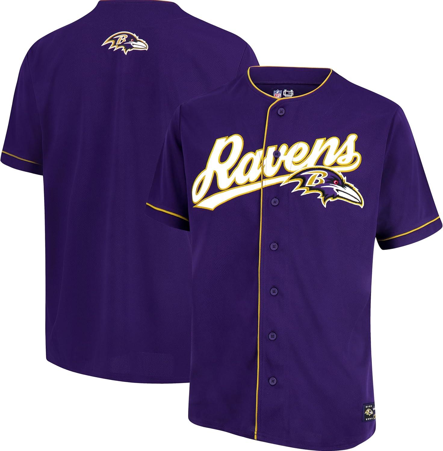 imageUltra Game Adults NFL Official Button Down Baseball Mesh Jersey ShirtTeam Color