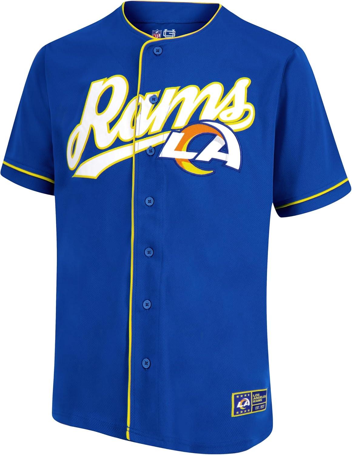 imageUltra Game Adults NFL Official Button Down Baseball Mesh Jersey ShirtTeam Color