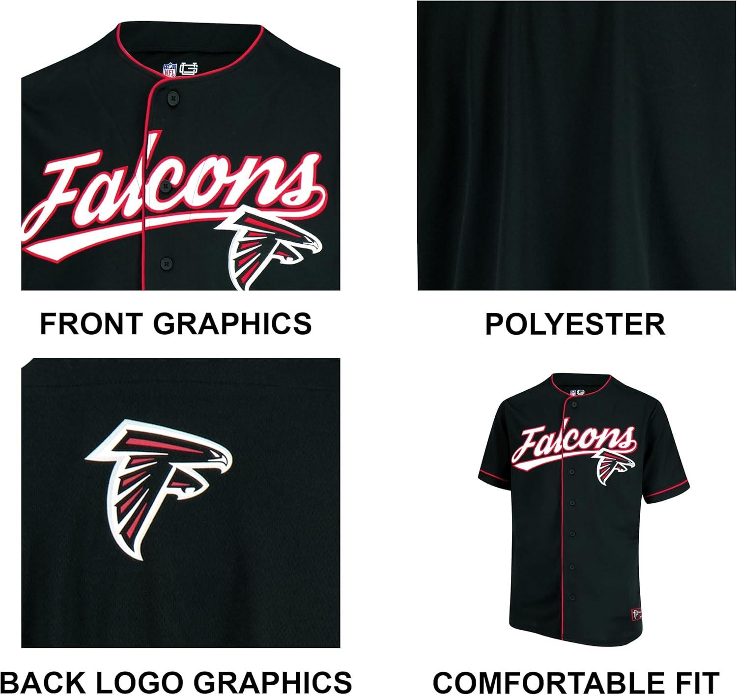 imageUltra Game Adults NFL Official Button Down Baseball Mesh Jersey ShirtTeam Color