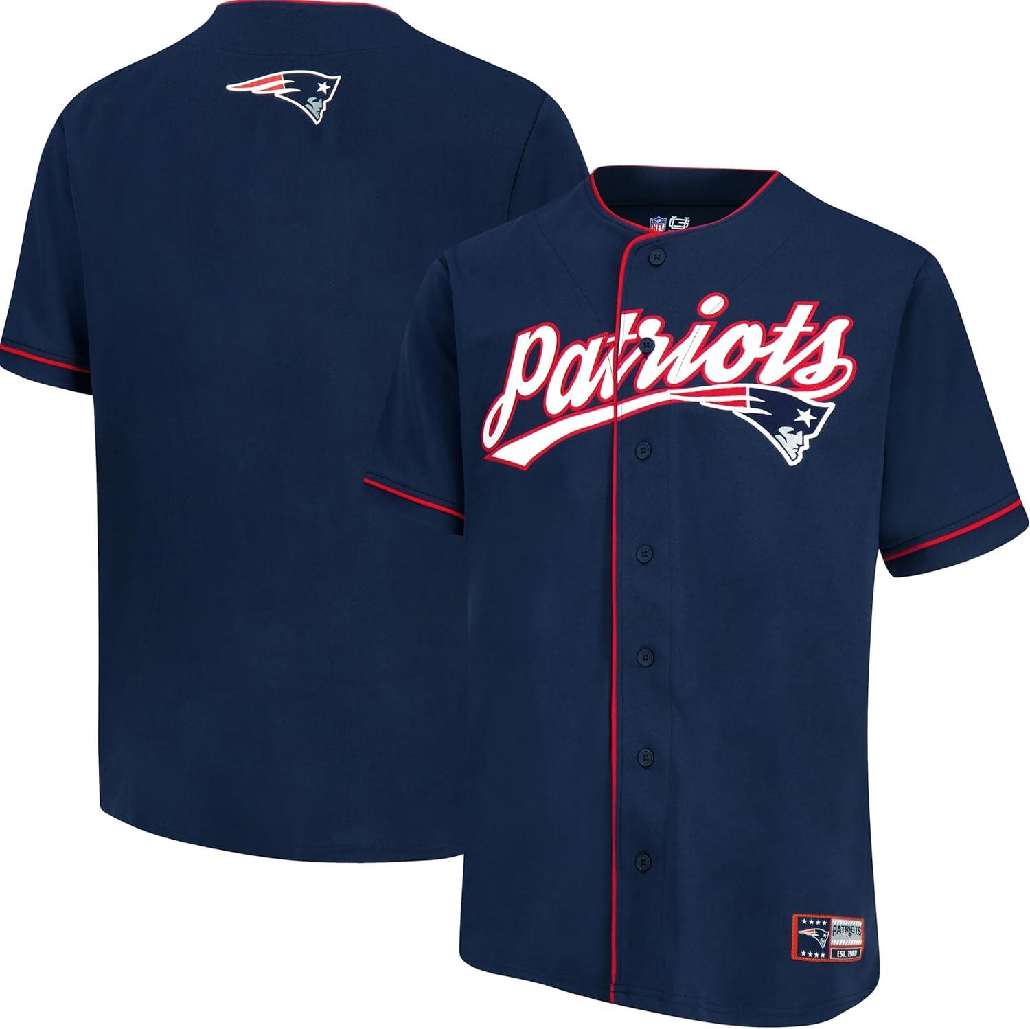 imageUltra Game Adults NFL Official Button Down Baseball Mesh Jersey ShirtTeam Color