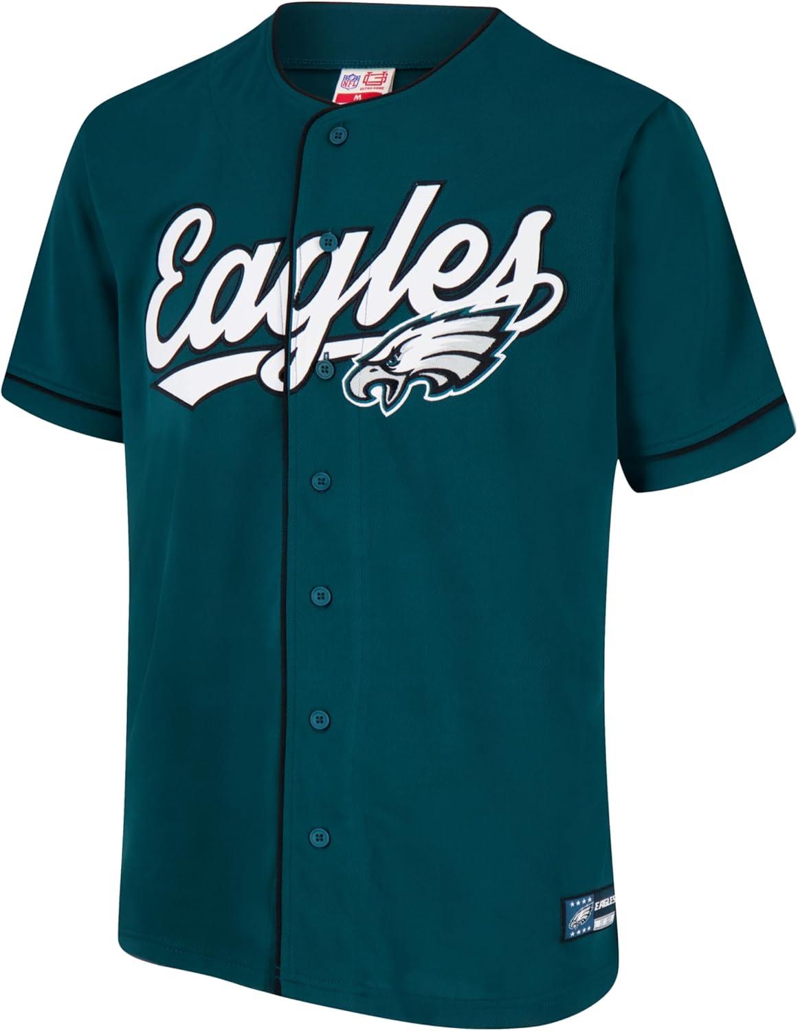 imageUltra Game Adults NFL Official Button Down Baseball Mesh Jersey ShirtTeam Color