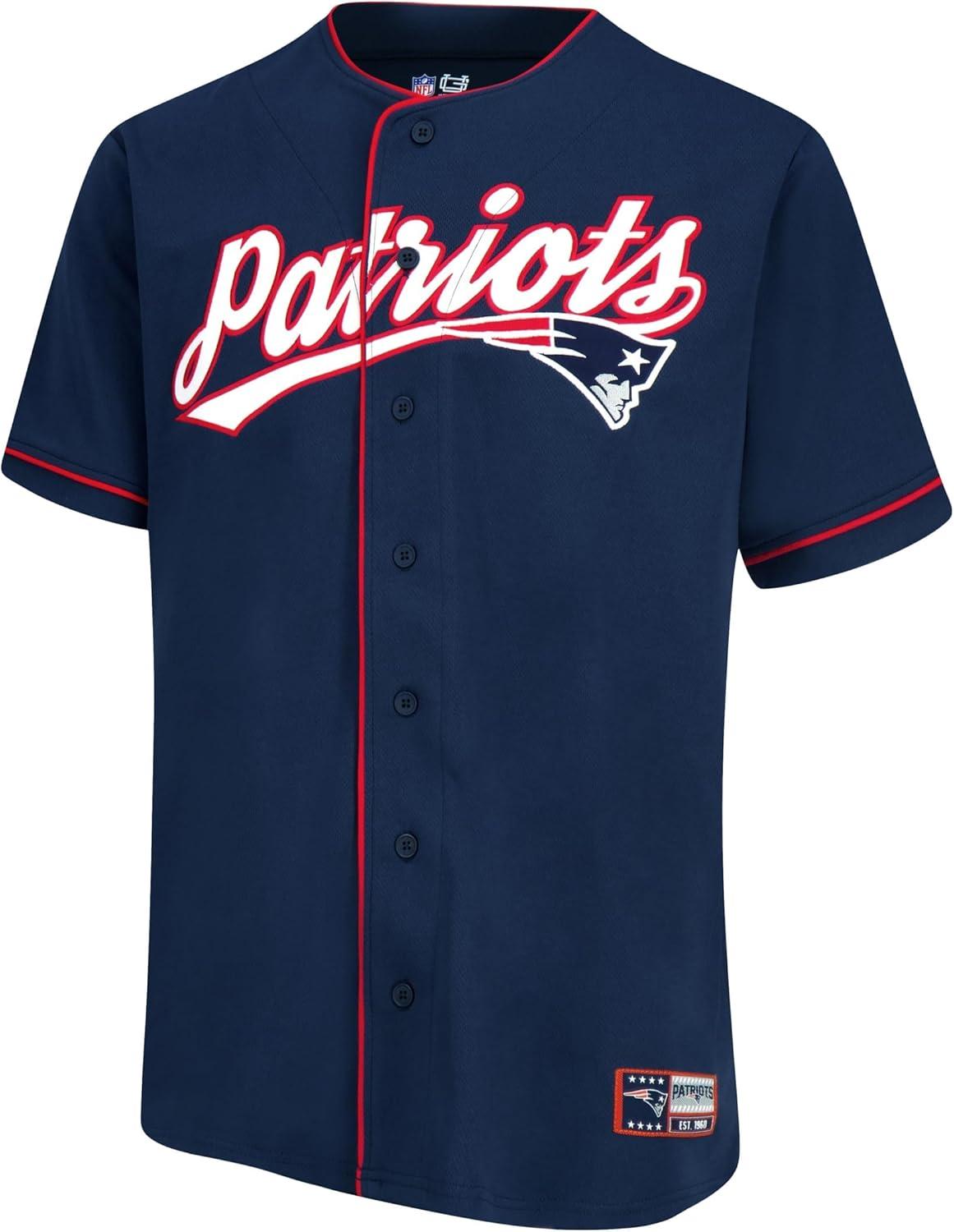 imageUltra Game Adults NFL Official Button Down Baseball Mesh Jersey ShirtTeam Color