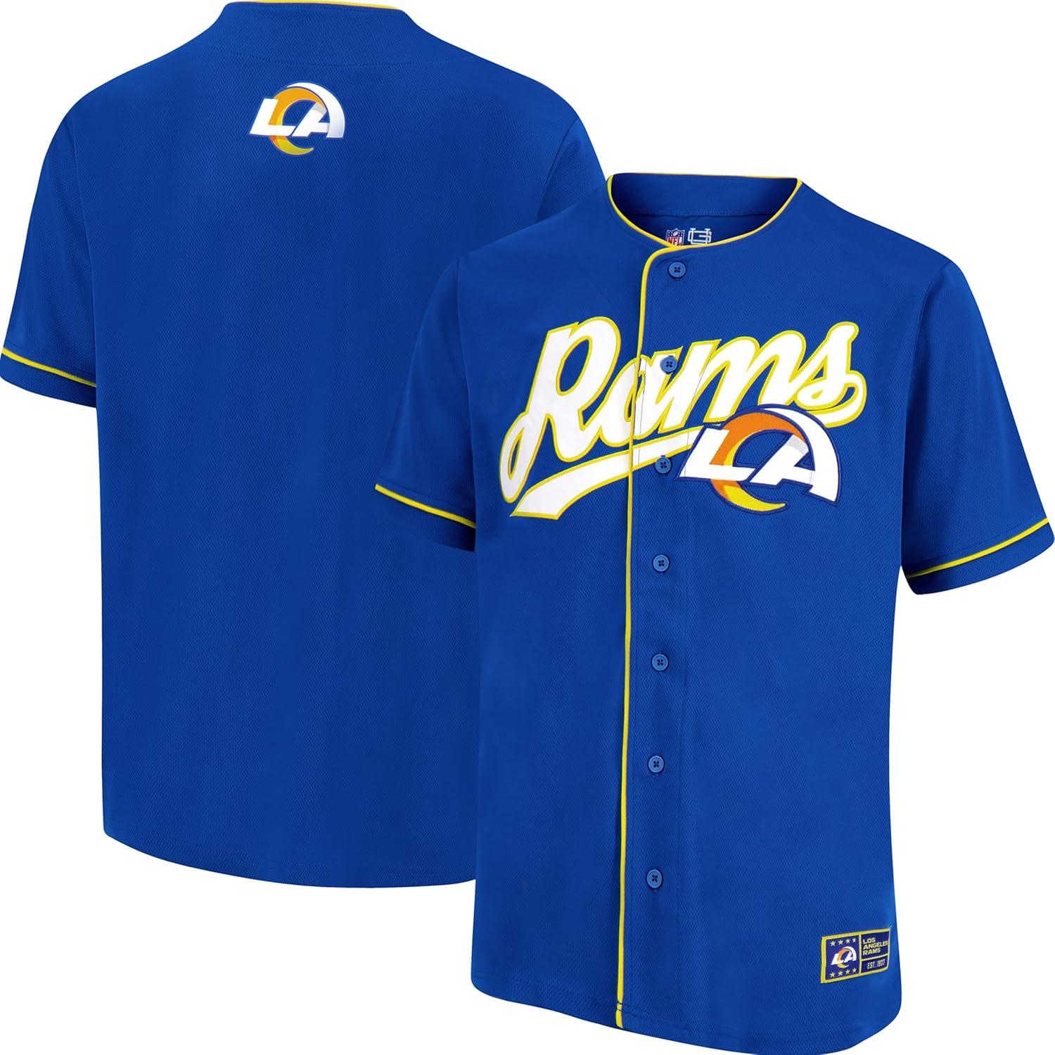 imageUltra Game Adults NFL Official Button Down Baseball Mesh Jersey ShirtTeam Color