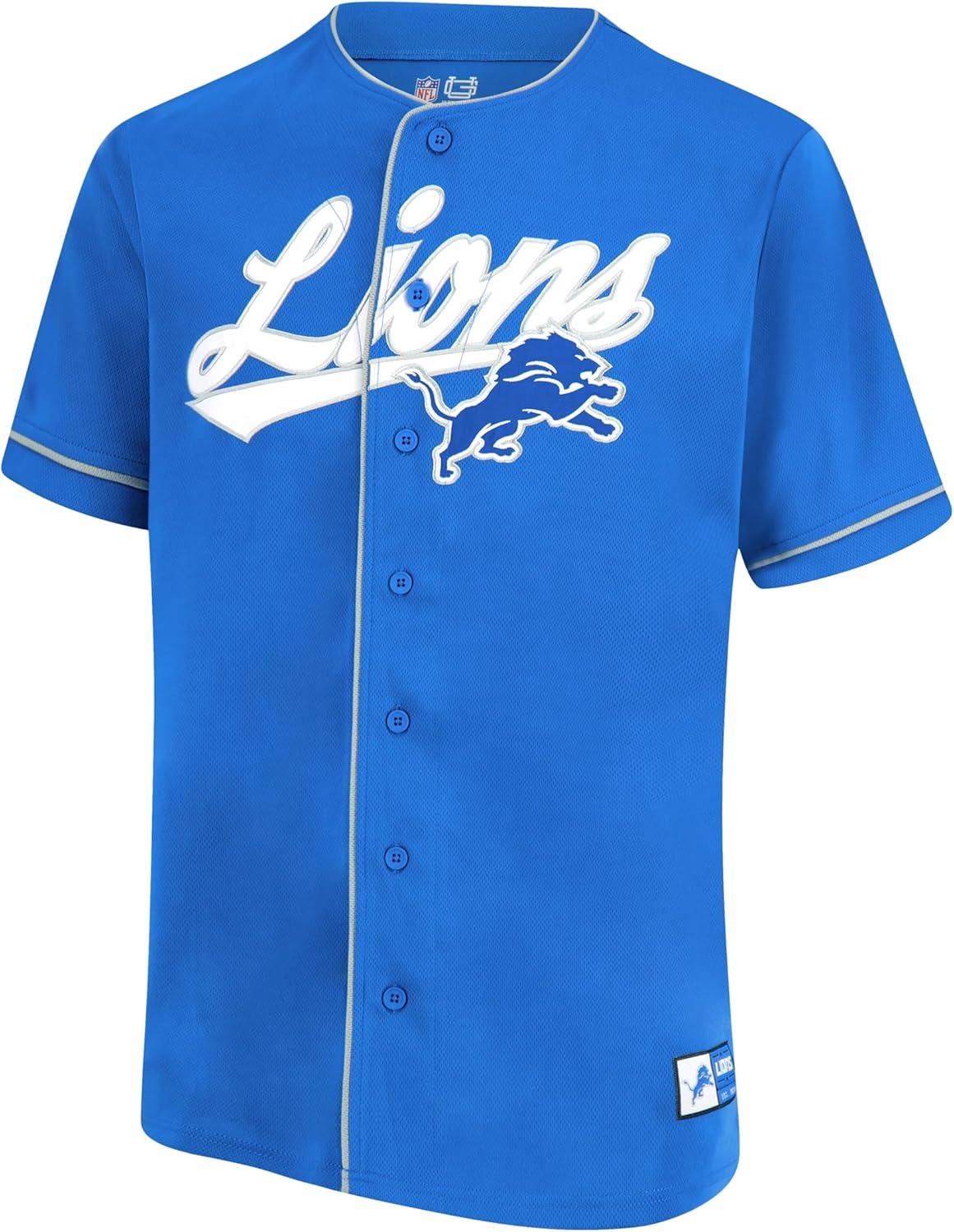 imageUltra Game Adults NFL Official Button Down Baseball Mesh Jersey ShirtTeam Color