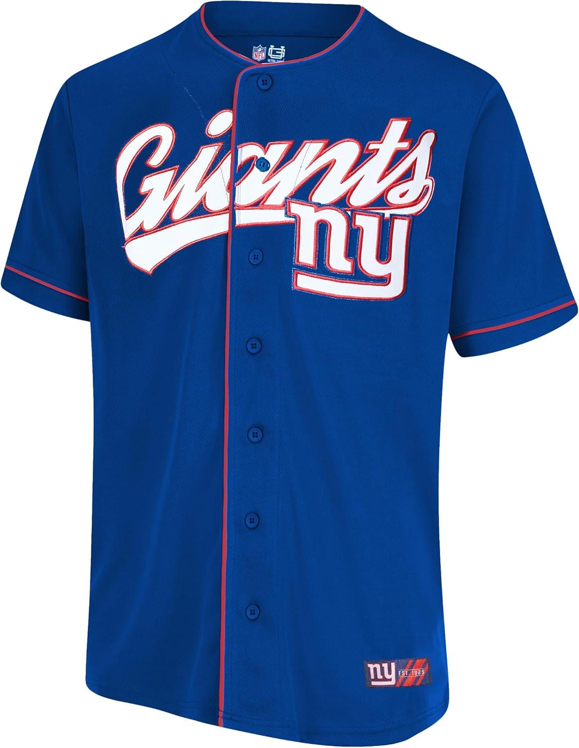 imageUltra Game Adults NFL Official Button Down Baseball Mesh Jersey ShirtTeam Color