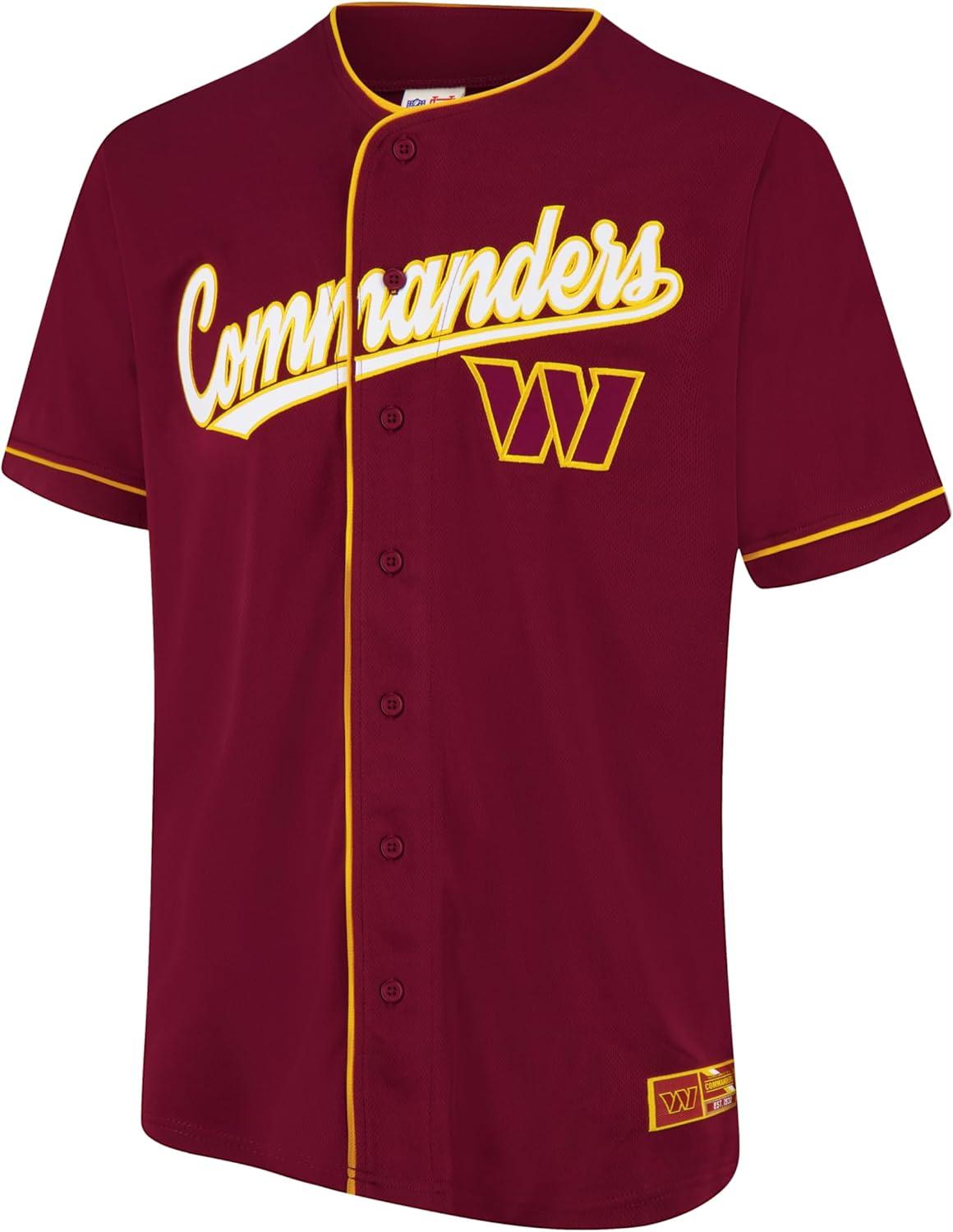 imageUltra Game Adults NFL Official Button Down Baseball Mesh Jersey ShirtTeam Color