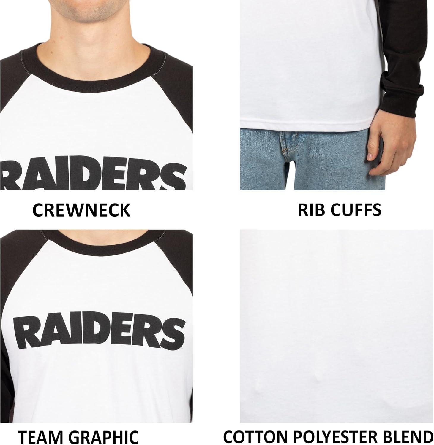 imageUltra Game Adults NFL Official Super Soft Raglan Baseball Long Sleeve TShirtWhite Updated