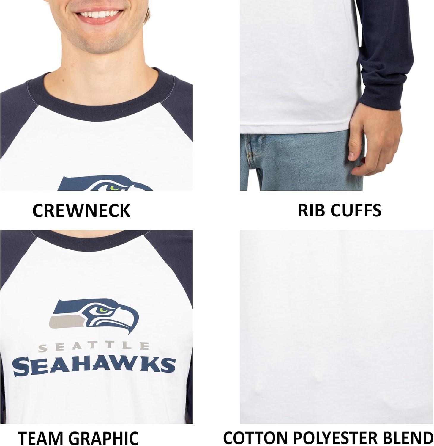 imageUltra Game Adults NFL Official Super Soft Raglan Baseball Long Sleeve TShirtWhite Updated