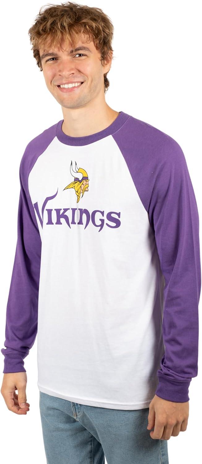 imageUltra Game Adults NFL Official Super Soft Raglan Baseball Long Sleeve TShirtWhite Updated