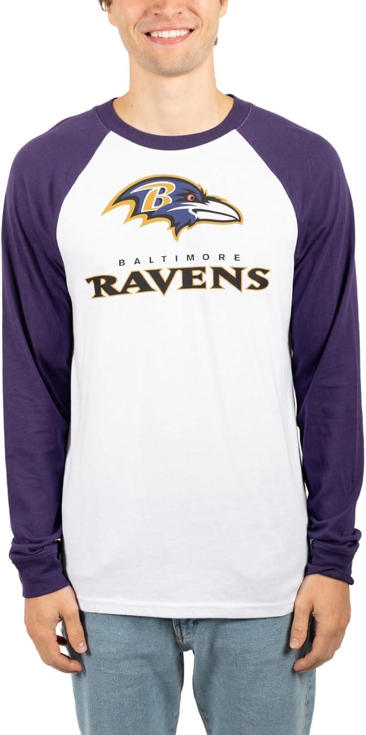 imageUltra Game Adults NFL Official Super Soft Raglan Baseball Long Sleeve TShirtWhite Updated