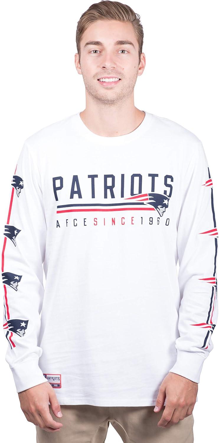Ultra Game Men’s NFL Official Super Soft Supreme Long Sleeve T-Shirt(White)
