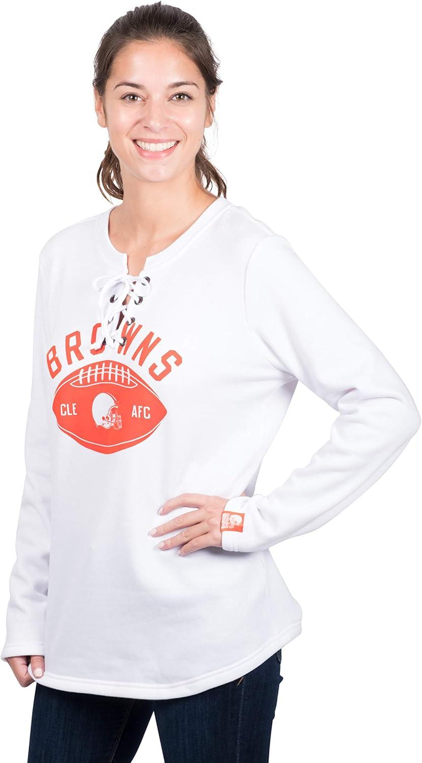 imageUltra Game NFL womens Nfl Fleece Lace Long Sleeve Sweatshirt for WomenWhite