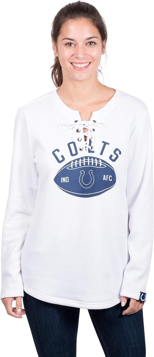 imageUltra Game NFL womens Nfl Fleece Lace Long Sleeve Sweatshirt for WomenWhite