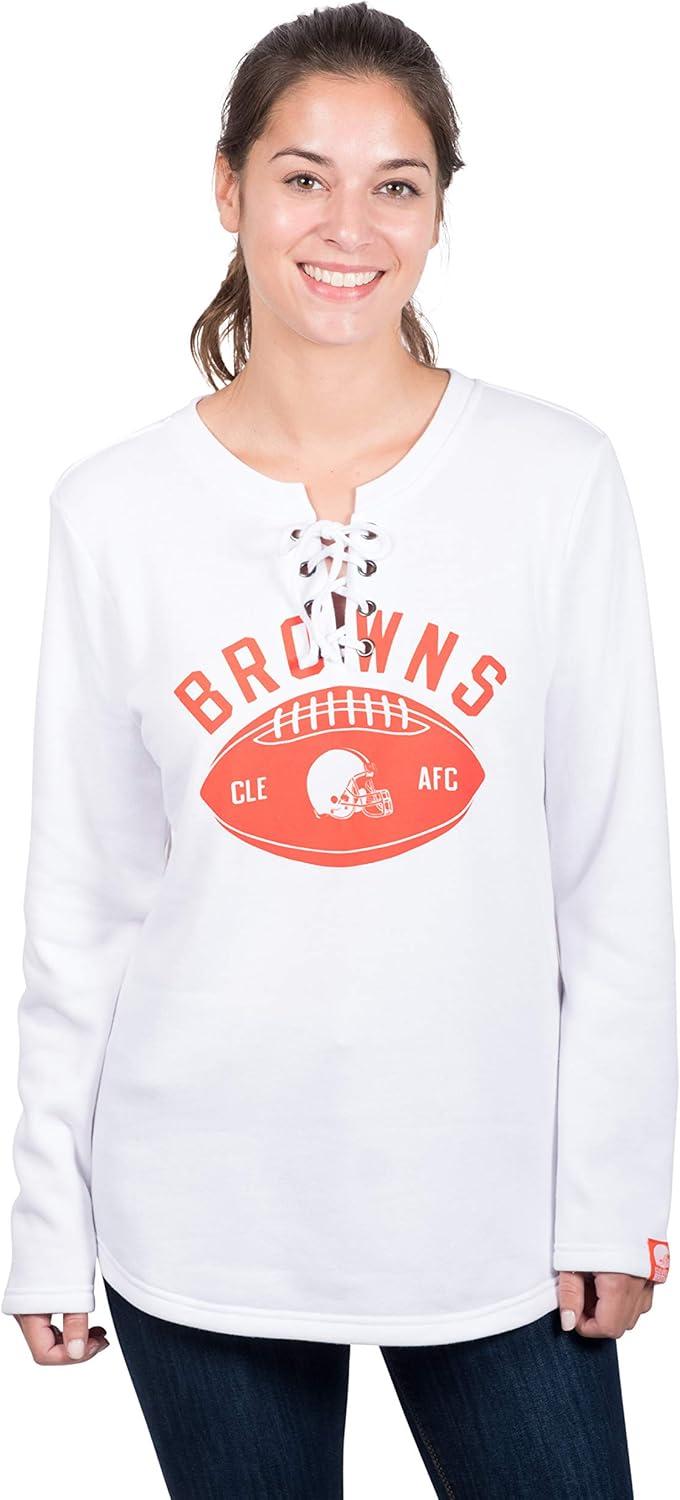 imageUltra Game NFL womens Nfl Fleece Lace Long Sleeve Sweatshirt for WomenWhite