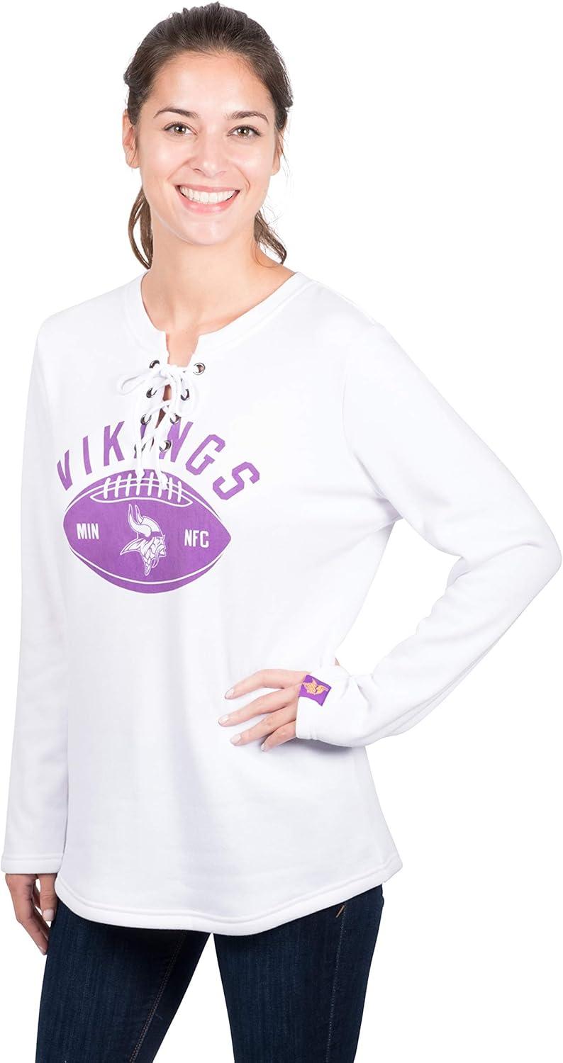 imageUltra Game NFL womens Nfl Fleece Lace Long Sleeve Sweatshirt for WomenWhite