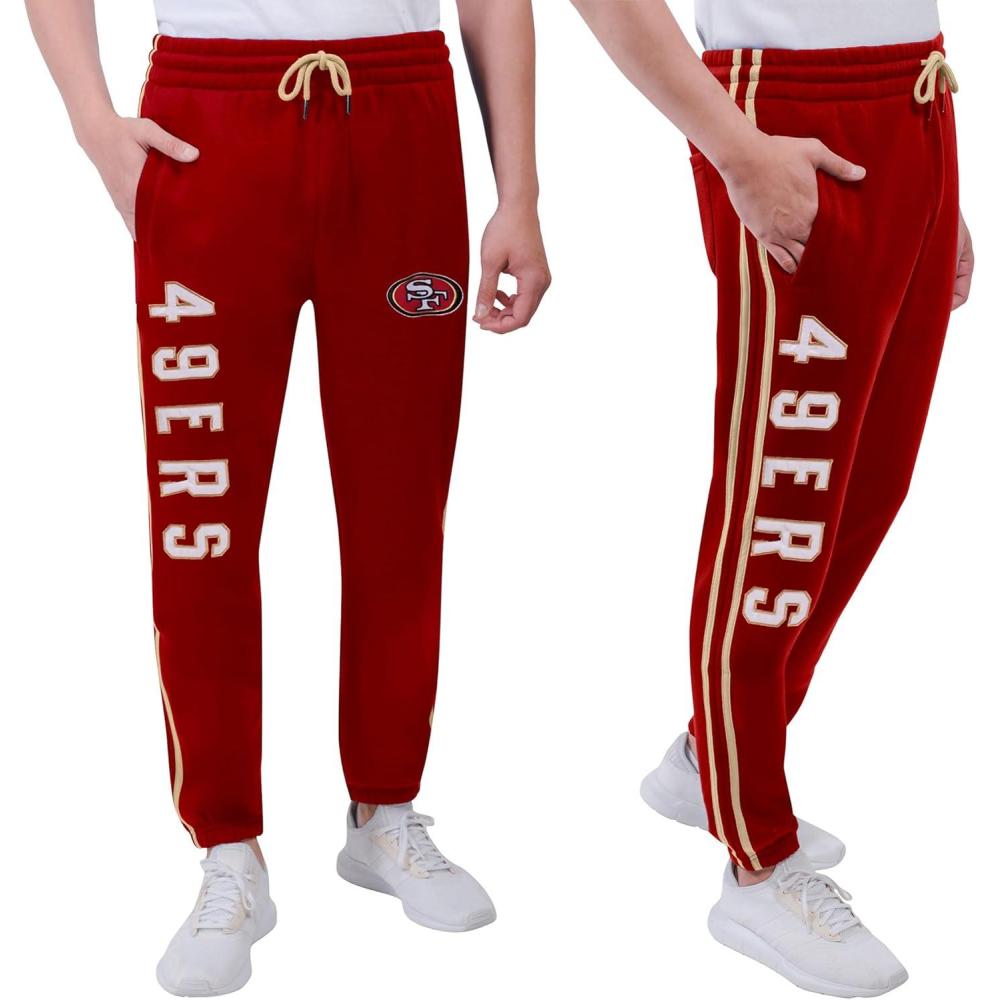 imageUltra Game Adults NFL Official Active Super Soft Fleece Game Day Jogger SweatpantsTeam Color Stripe