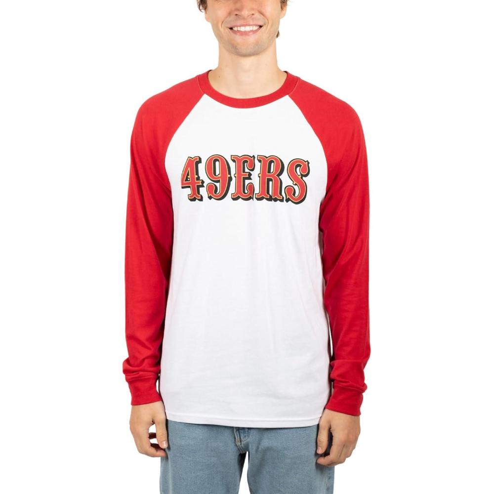 imageUltra Game Adults NFL Official Super Soft Raglan Baseball Long Sleeve TShirtWhite Updated