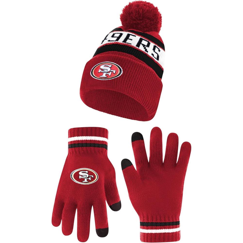 imageUltra Game Adults NFL Official Super Soft Winter Beanie Knit Hat With Warm Touch Screen GlovesTeam Color 1