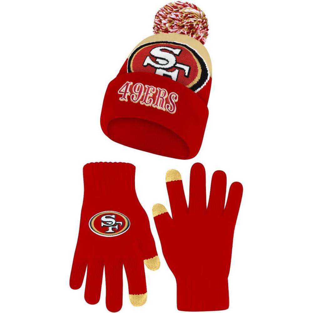 imageUltra Game Adults NFL Official Super Soft Winter Beanie Knit Hat With Warm Touch Screen GlovesTeam Color 2