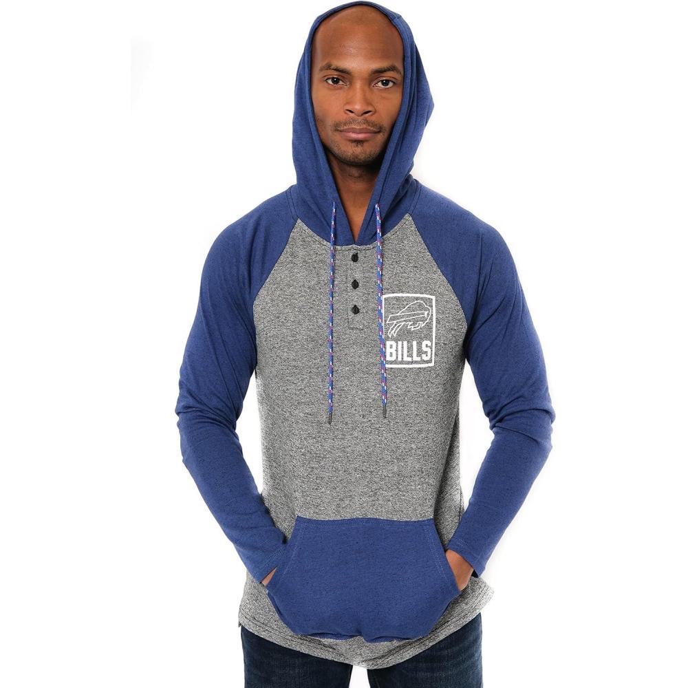 imageUltra Game Mens NFL Official Fleece Hoodie Pullover Sweatshirt HenleyBuffalo Bills