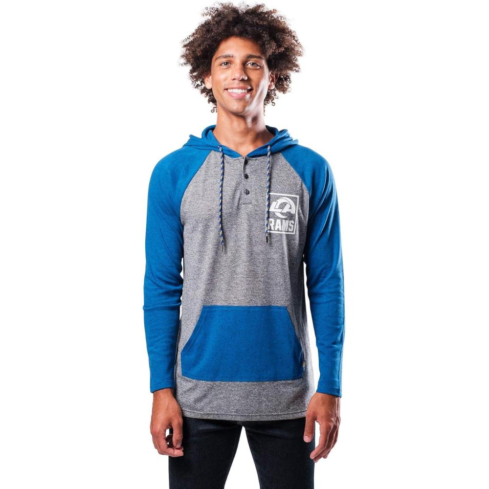 imageUltra Game Mens NFL Official Fleece Hoodie Pullover Sweatshirt HenleyLos Angeles Rams