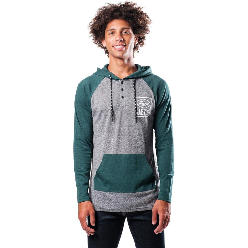 imageUltra Game Mens NFL Official Fleece Hoodie Pullover Sweatshirt HenleyNew York Jets
