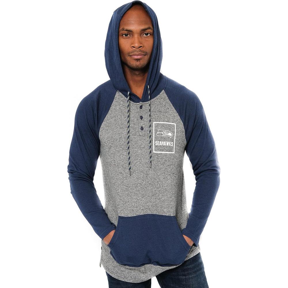 imageUltra Game Mens NFL Official Fleece Hoodie Pullover Sweatshirt HenleySeattle Seahawks