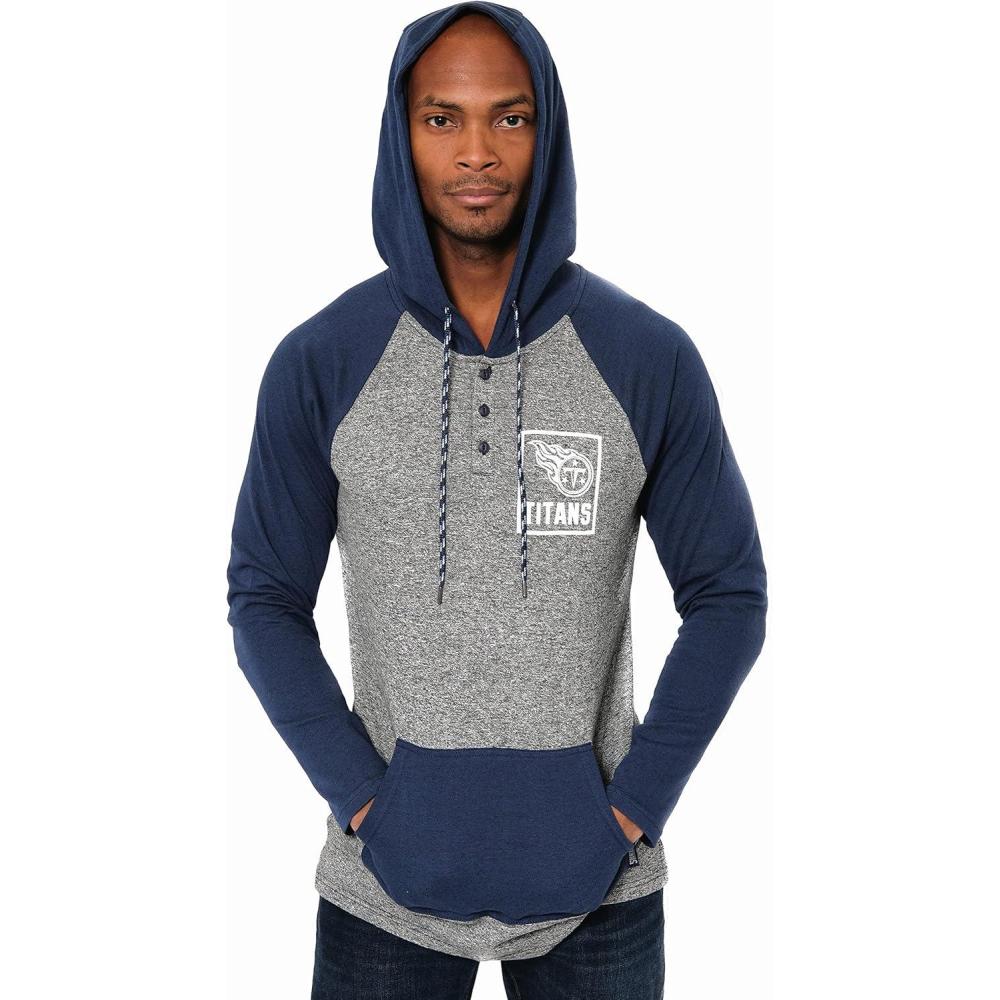 imageUltra Game Mens NFL Official Fleece Hoodie Pullover Sweatshirt HenleyTennessee Titans
