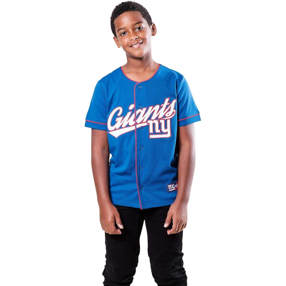 imageUltra Game NFL Boys NFL Official Game Day Button Down Baseball Mesh Jersey ShirtTeam Color