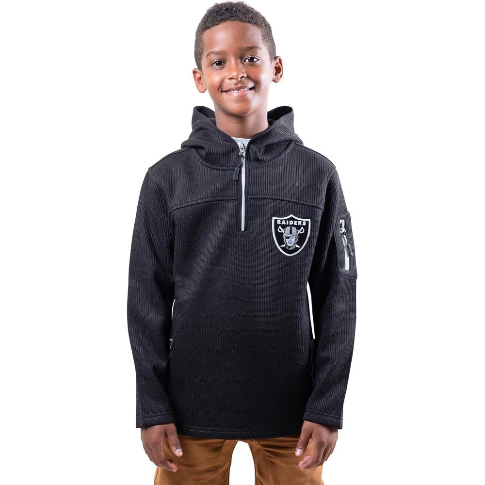 imageUltra Game NFL Boys Super Soft Fleece QuarterZip Pullover Hoodie SweatshirtBlack