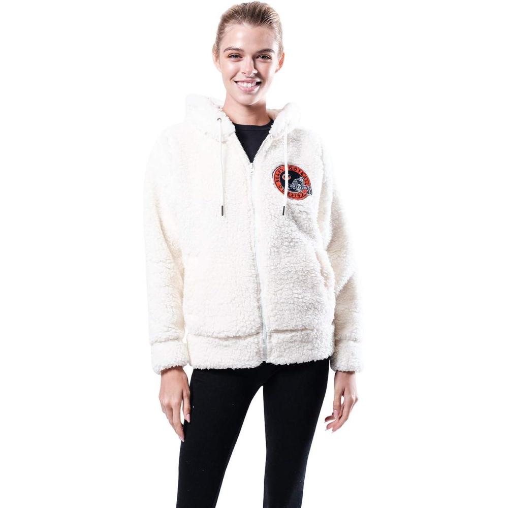 imageUltra Game NFL Chicago Bears Womenss Fleece Sherpa Hoodie Jacket Cream Small