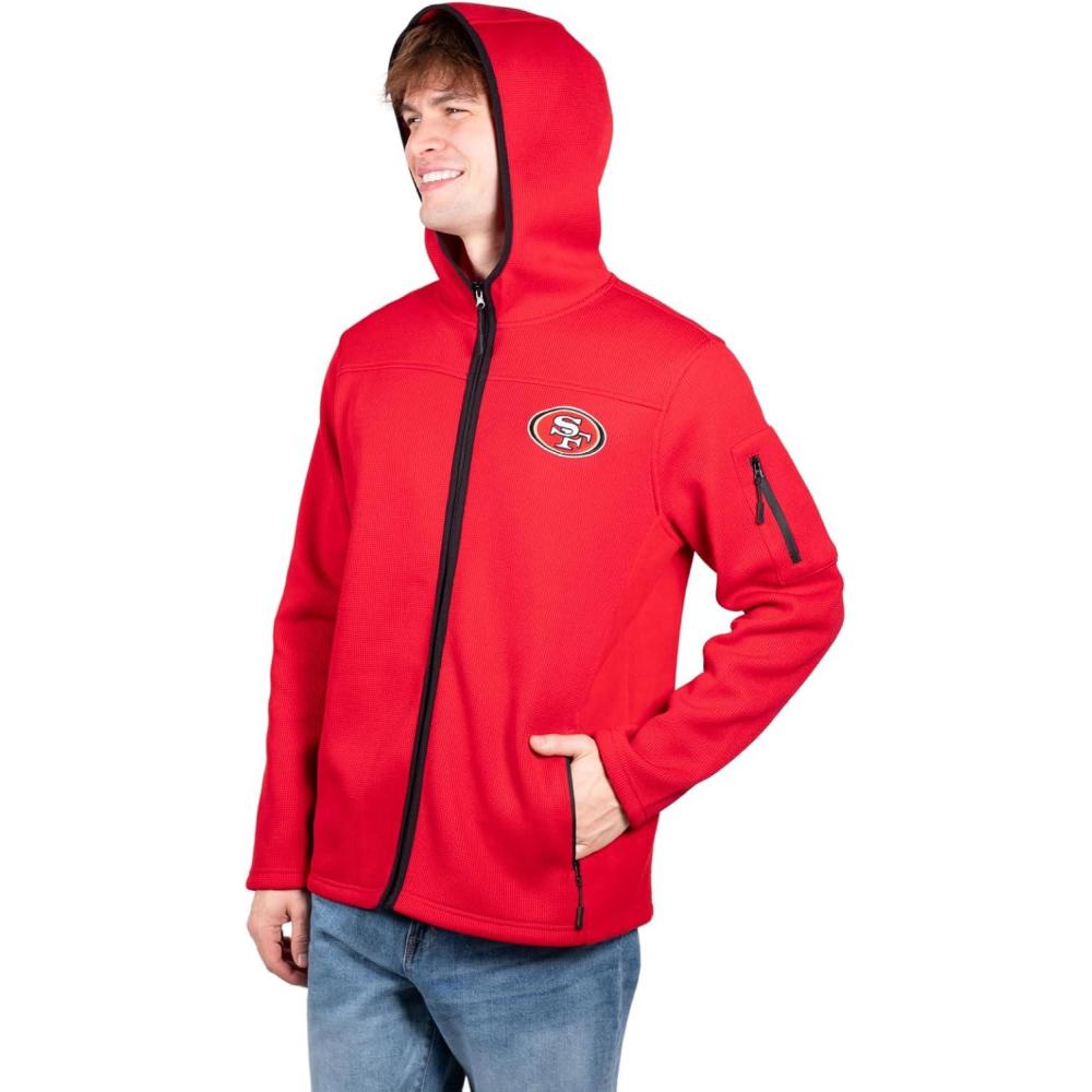 imageUltra Game NFL Mens Extra Soft Fleece Full Zip Hooded Sweatshirt JacketTeam Color Updated