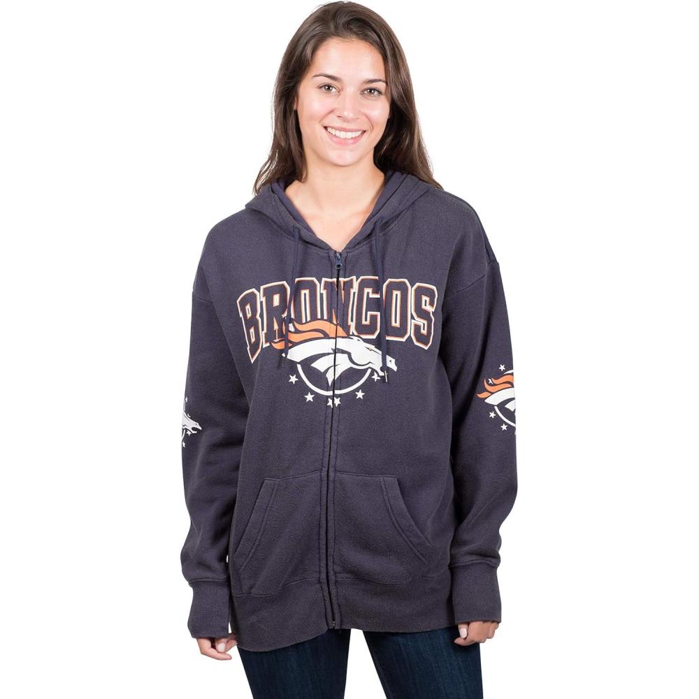 imageUltra Game NFL Womens Full Zip Fleece Hoodie Sweatshirt JacketNavy