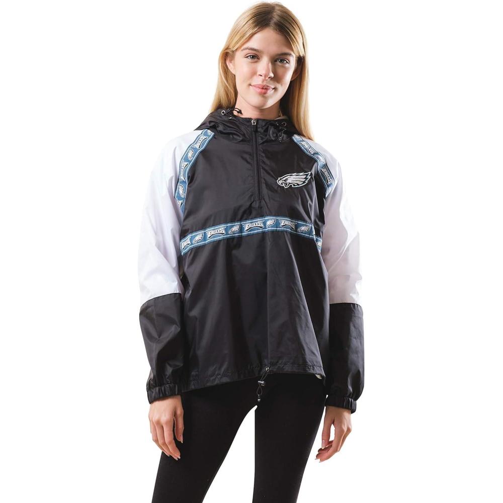 imageUltra Game NFL Womens Quarter Zip Hoodie Windbreaker JacketLarge