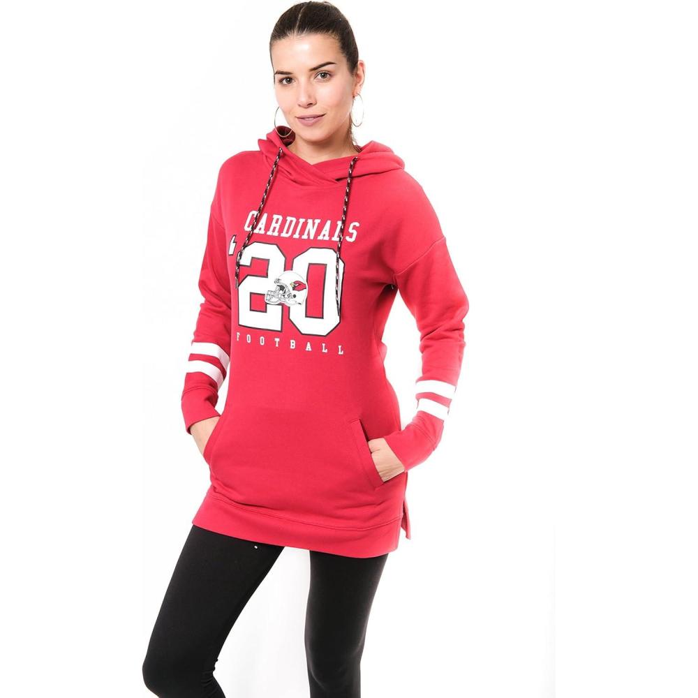 imageUltra Game NFL womens Tunic Hoodie Pullover Sweatshirt TerryRed