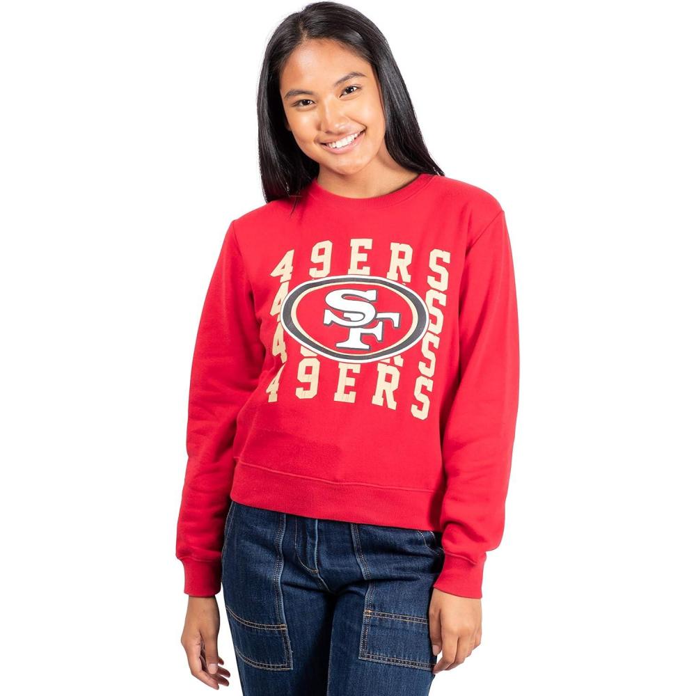 imageUltra Game Womens NFL Official Super Soft Oversized Cozy SweatshirtTeam Color Distressed