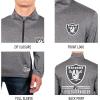 Ultra Game NFL Official Adults Super Soft Quarter Zip Long Sleeve T-Shirt(Heather Charcoal)