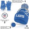 Ultra Game NFL Official Adults Unisex Super Soft Winter Beanie Knit Hat with Extra Warm Touch Screen Gloves, Detroit Lions, Team Color 2, 1SIZE