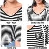 Ultra Game NFL Womens Scoop V-Neck Lightweight Striped Hoodie Sweatshirt(New England Patriots)