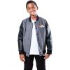 Ultra Game NFL Boys Classic Baseball Varsity Jacket(Heather Charcoal)
