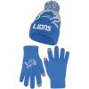 Ultra Game NFL Official Adults Unisex Super Soft Winter Beanie Knit Hat with Extra Warm Touch Screen Gloves, Detroit Lions, Team Color 2, 1SIZE