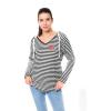 Ultra Game NFL Womens Scoop V-Neck Lightweight Striped Hoodie Sweatshirt(Cleveland Browns)