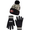 Ultra Game Youth NFL Official Super Soft Cable Knit Winter Beanie Knit Hat with Extra Warm Touch Screen Gloves(Black)