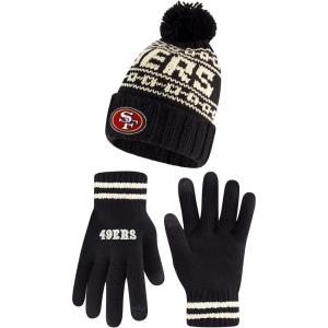 Ultra Game Adults NFL Official Super Soft Cable Knit Winter Beanie Knit Hat with Warm Touch Screen Gloves(Black)