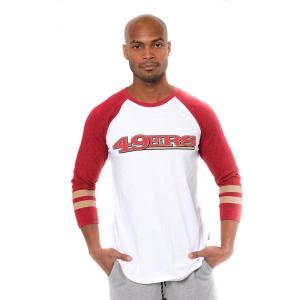Ultra Game Adults NFL Official Super Soft Raglan Baseball Long Sleeve T-Shirt(White)