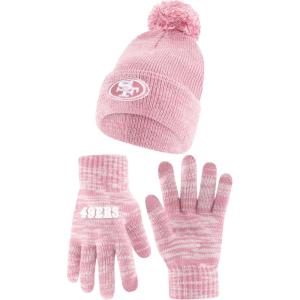 Ultra Game Adults NFL Official Super Soft Winter Beanie Knit Hat with Warm Touch Screen Gloves(Pnk)