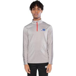 Ultra Game Men’s NBA Official Long Sleeve Active Quarter Zip Pullover T-Shirt(Heather Gray)