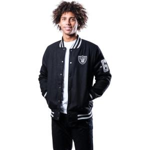 Ultra Game Men’s NFL Official Classic Varsity Coaches Jacket Coat(Black)