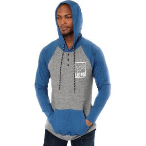 Ultra Game Mens NFL Official Fleece Hoodie Pullover Sweatshirt Henley(Detroit Lions)